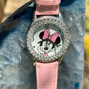 A Pink Minnie Mouse with a Pink Bow Watch